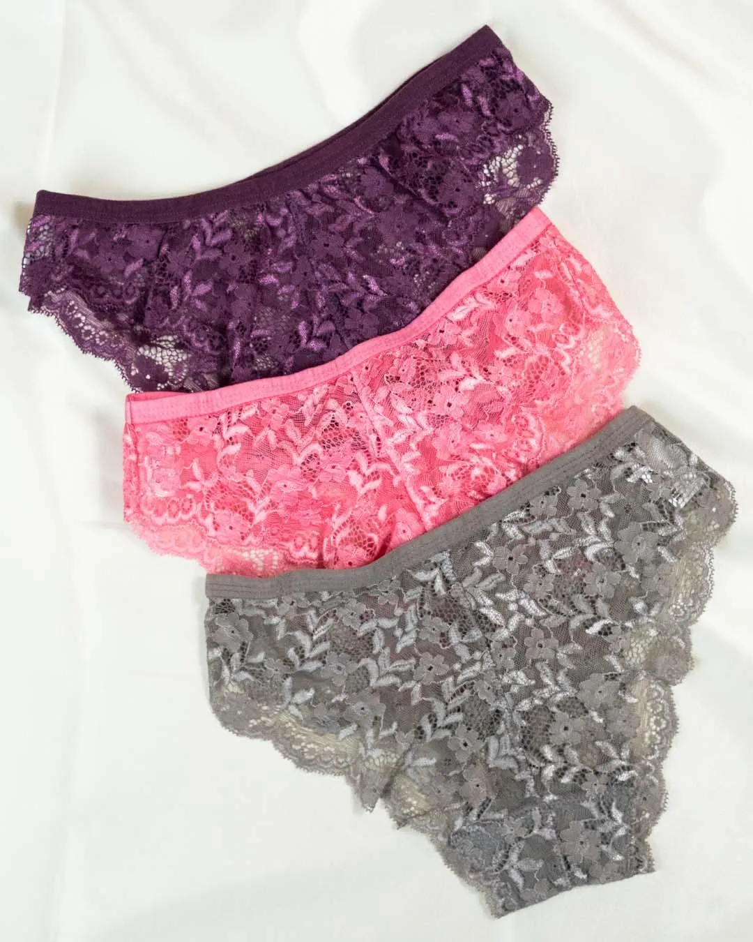 Set Of 3 : Seamless Multicolor Net Panties