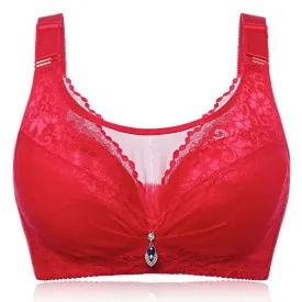 Sexy Busty Breathable Wireless Full Coverage Embroidered Bando Bra