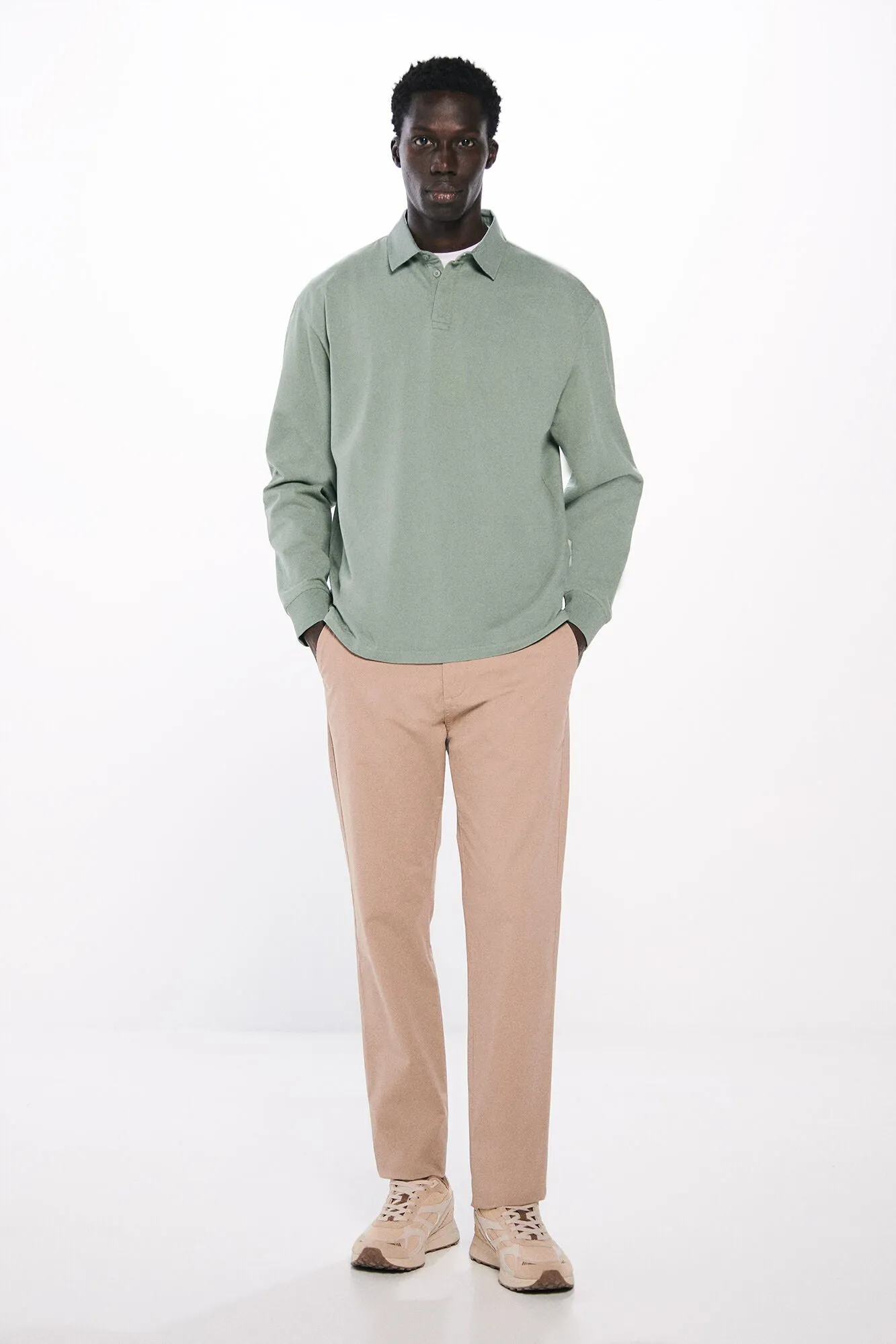 Slim fit micro-printed chinos