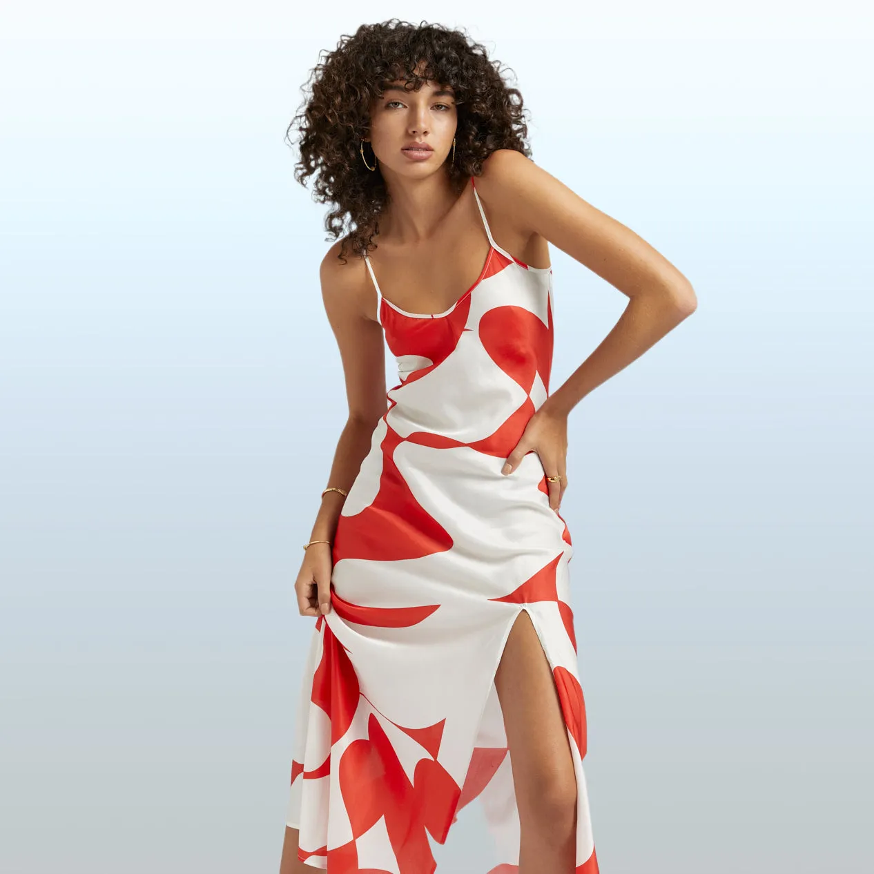 SUMMI SUMMI Womens Siren Silk Maxi Dress - Sailors Delight