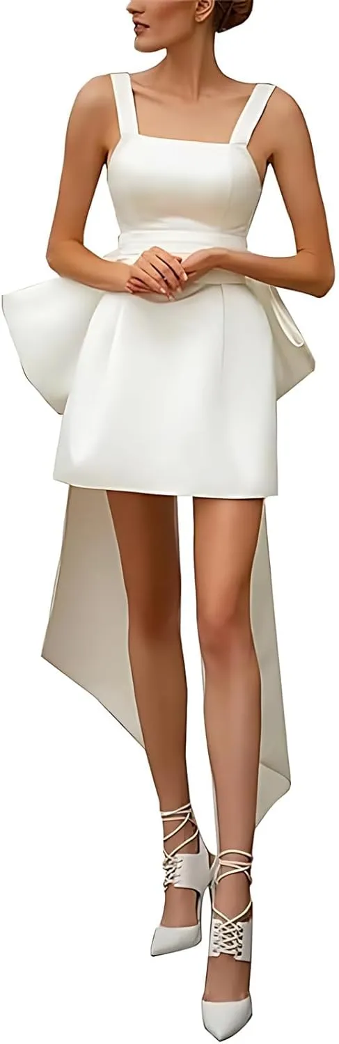 Sweetheart Short Wedding Dress for Bride Detachable Sleeves Boho Wedding Dress Tulle Bridal Gown