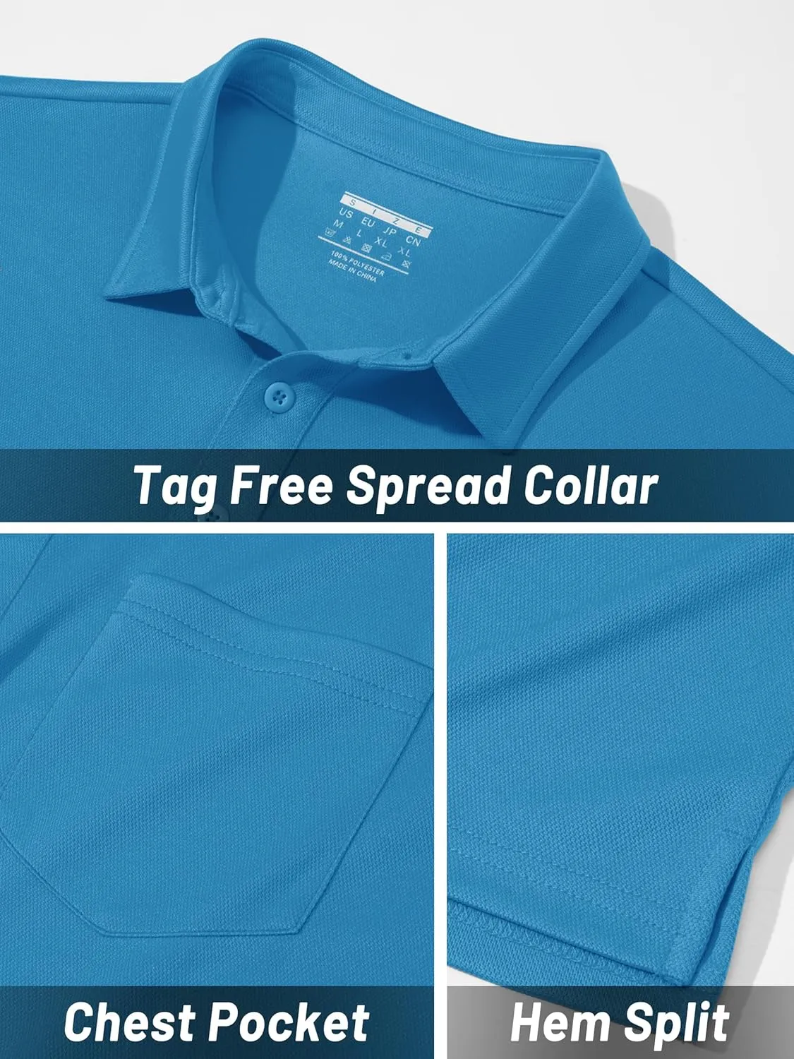 TACVASEN Mens Polo Shirt Short Sleeve Golf Shirt with Pocket Quick Dry Collared Lightweight Polo for Men Casual Work