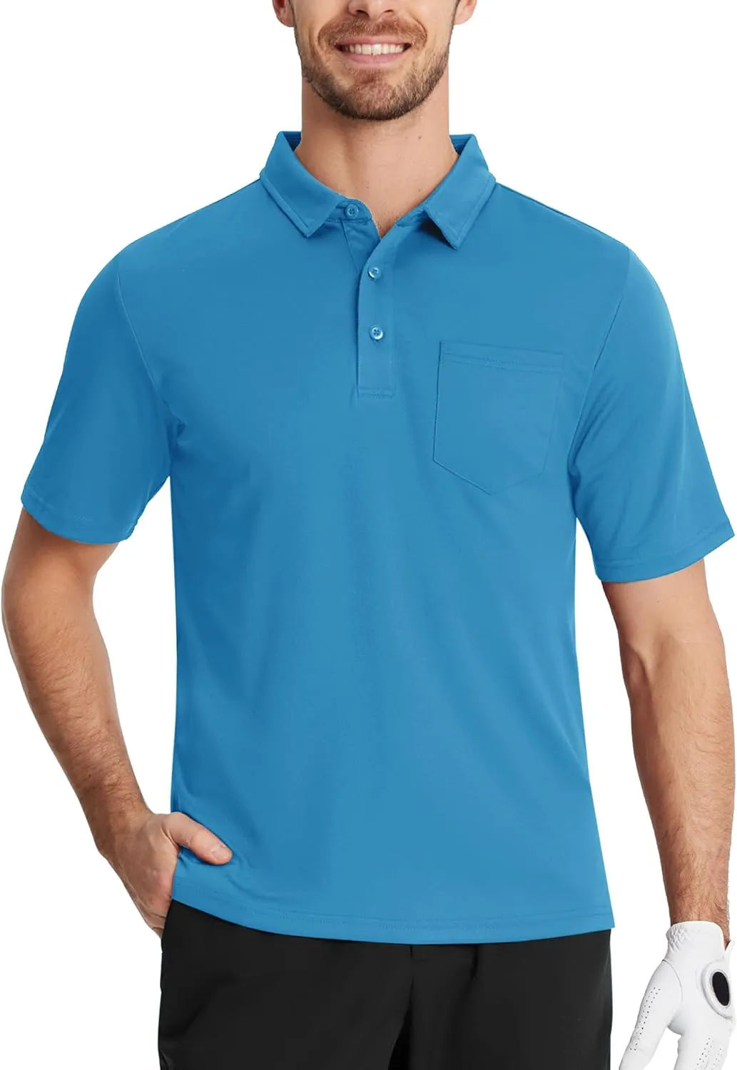 TACVASEN Mens Polo Shirt Short Sleeve Golf Shirt with Pocket Quick Dry Collared Lightweight Polo for Men Casual Work