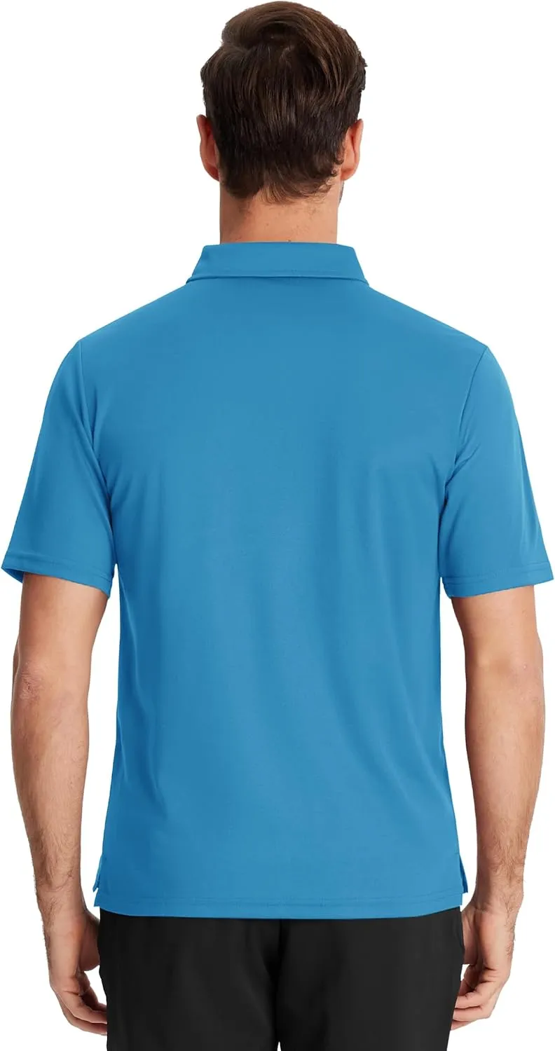 TACVASEN Mens Polo Shirt Short Sleeve Golf Shirt with Pocket Quick Dry Collared Lightweight Polo for Men Casual Work