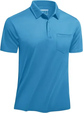 TACVASEN Mens Polo Shirt Short Sleeve Golf Shirt with Pocket Quick Dry Collared Lightweight Polo for Men Casual Work