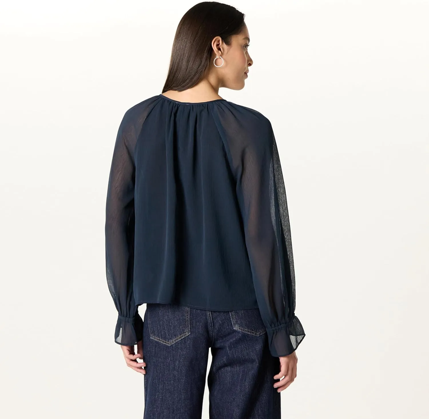 The Drop Women's Piper Tie Front Feminine Blouse