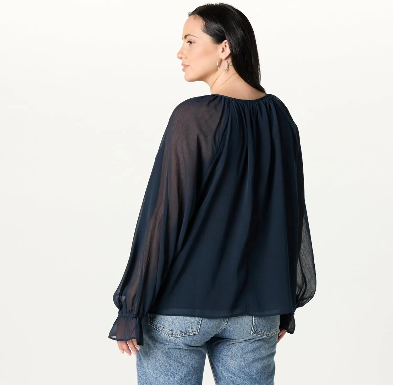 The Drop Women's Piper Tie Front Feminine Blouse
