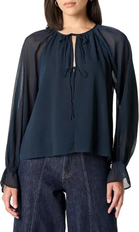 The Drop Women's Piper Tie Front Feminine Blouse