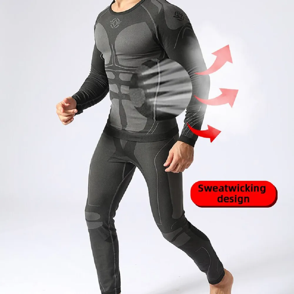Thermal Underwear for Men Long Johns Fleece Top Set