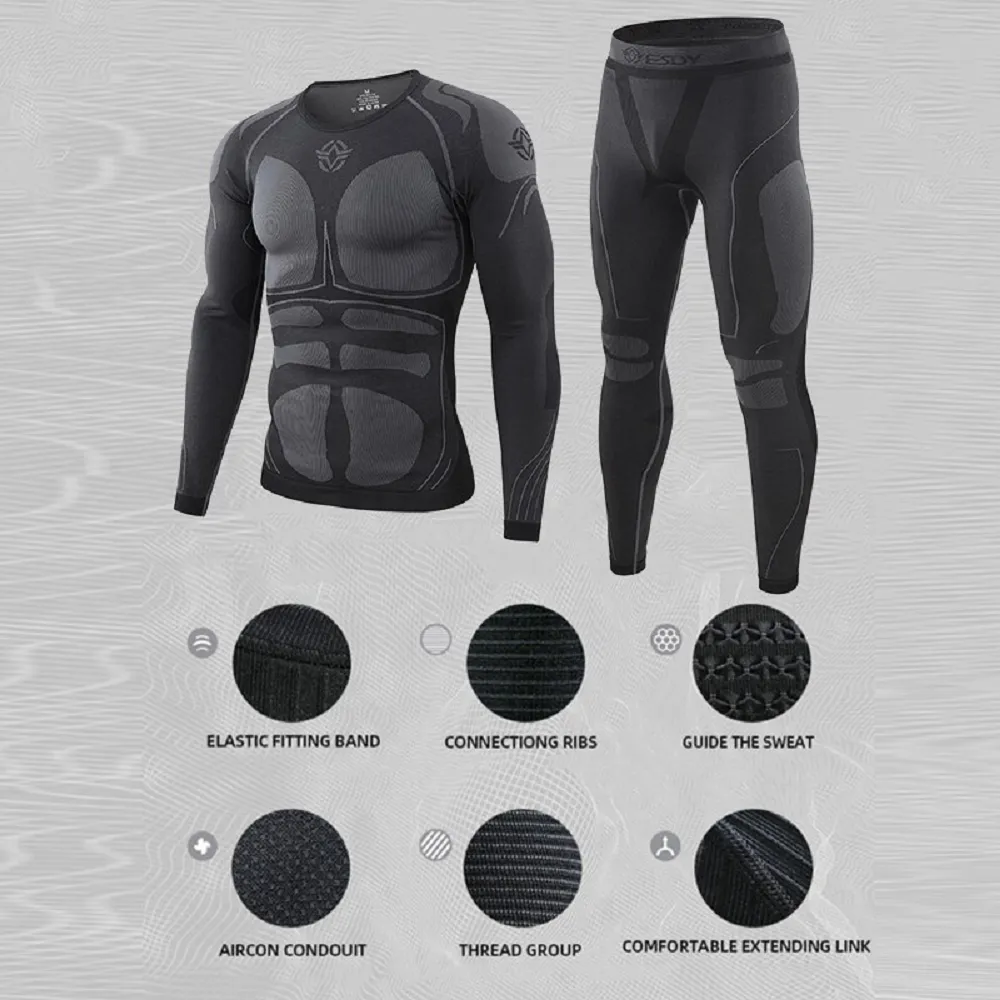 Thermal Underwear for Men Long Johns Fleece Top Set