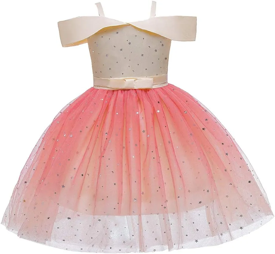 Toddler Rainbow Pageant Dresses for Girls Tutu Party Sparkly Princess Gown 2-10Years
