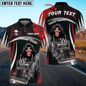 Truck Skull Reaper Multicolor Personalized Name 3D Polo Shirt For Truck Driver