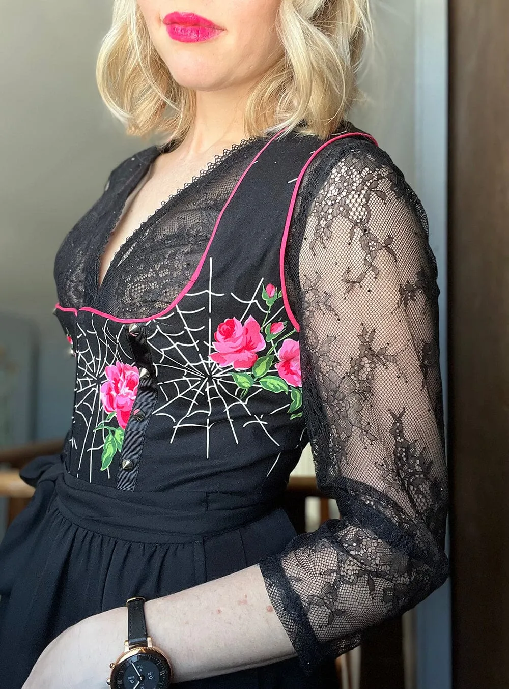 V-Neck Lace Sparkle Dirndl Blouse