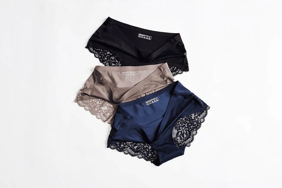 Women Lace Sexy Seamless Panties Nylon Silk Lingerie Underwear
