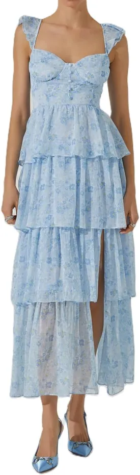 Women Tie Shoulder Boho Floral Maxi Dress Y2k Spaghetti Strap Flowy Long Dresses Summer Tiered Beach Sundress