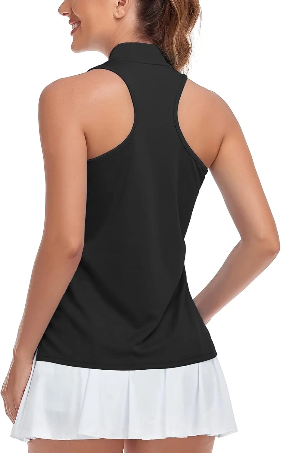Women's Sleeveless Golf Polo Shirt Loose Fit Racerback Golf Dry Fit Tank Tops for Ladies Tennis Apparel Lightweight SPF 50 