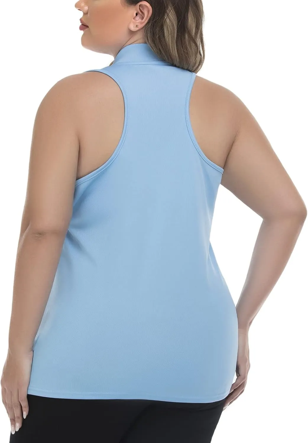 Women's Sleeveless Golf Polo Shirt Loose Fit Racerback Golf Dry Fit Tank Tops for Ladies Tennis Apparel Lightweight SPF 50 
