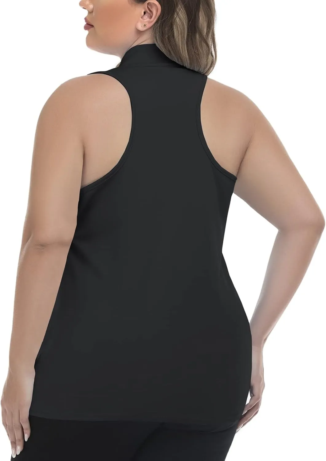 Women's Sleeveless Golf Polo Shirt Loose Fit Racerback Golf Dry Fit Tank Tops for Ladies Tennis Apparel Lightweight SPF 50 
