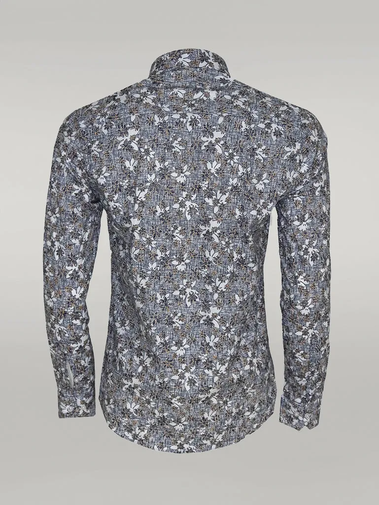 WSS Bloom Patterned Grey Slim Fit Shirt  - Singen