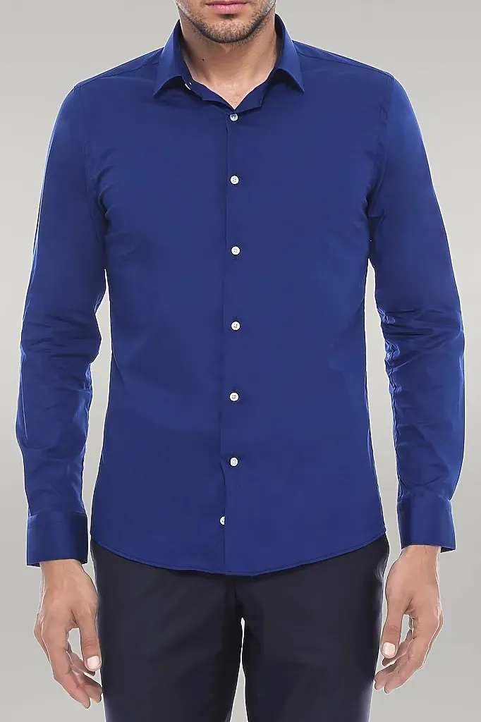 WSS Indigo Blue Slim Fit Men's Shirt  - Singen