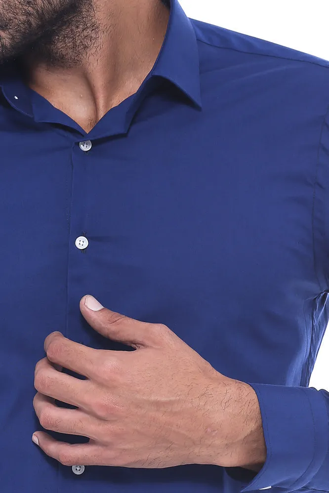 WSS Indigo Blue Slim Fit Men's Shirt  - Singen