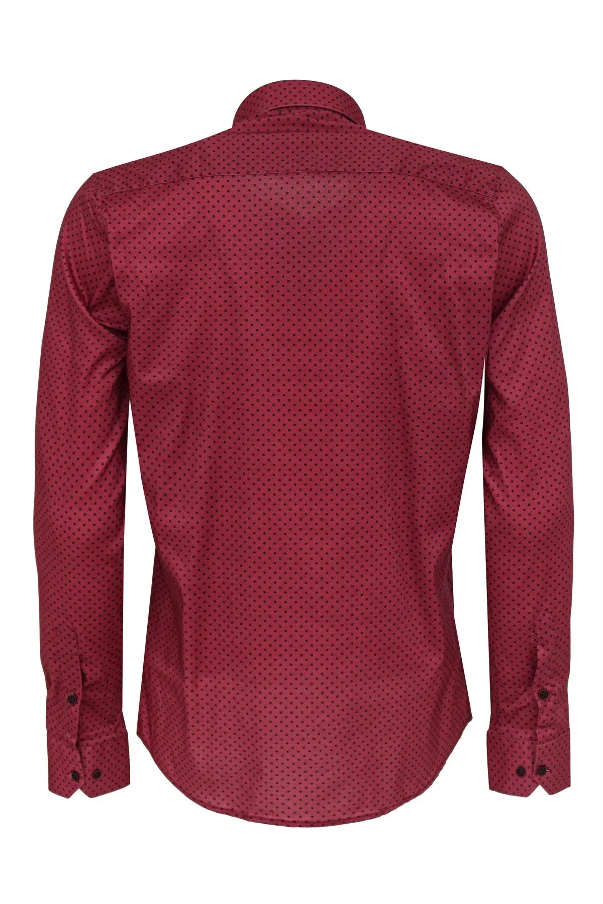 WSS Patterned Slim Fit Burgundy Men Shirt  - Singen