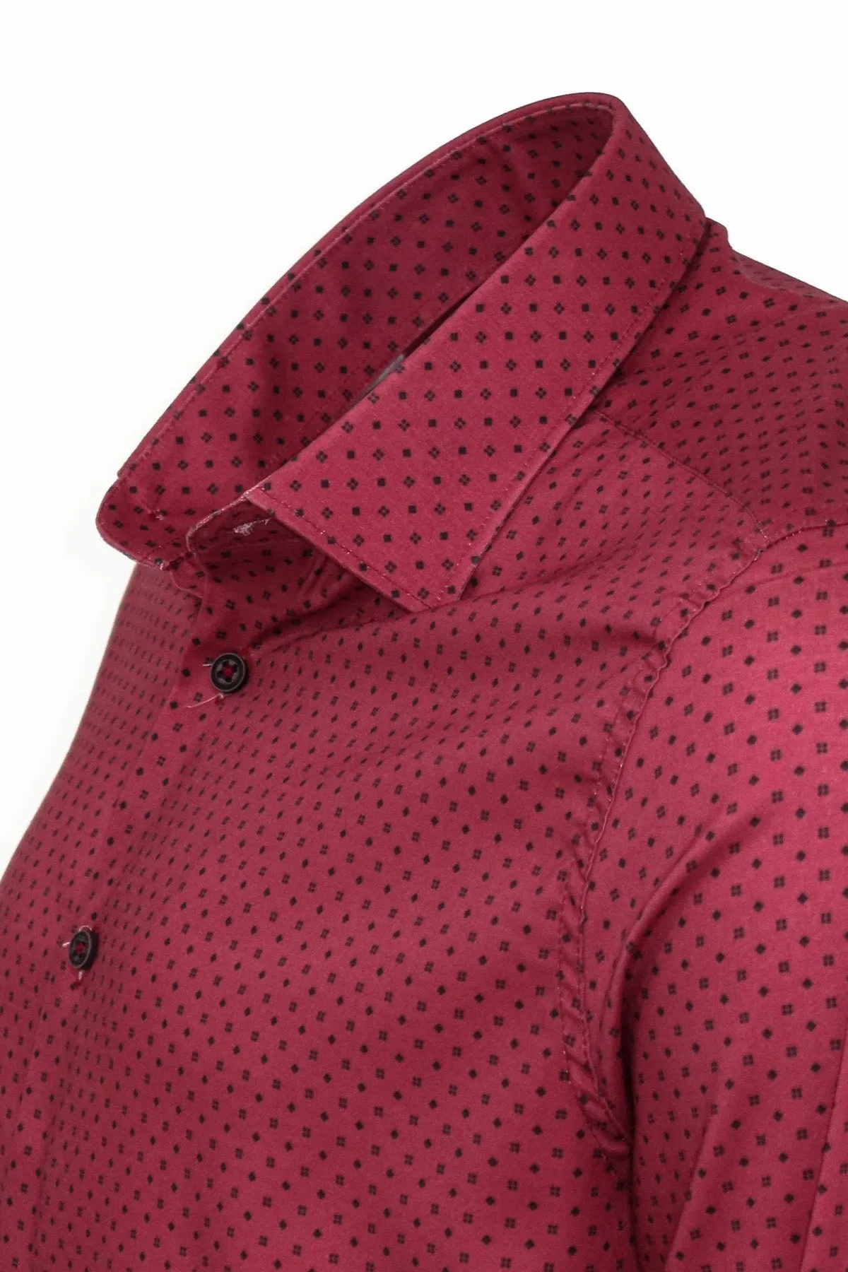 WSS Patterned Slim Fit Burgundy Men Shirt  - Singen