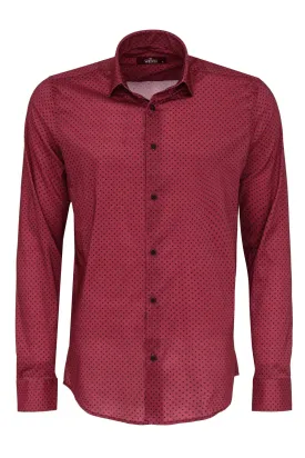 WSS Patterned Slim Fit Burgundy Men Shirt  - Singen