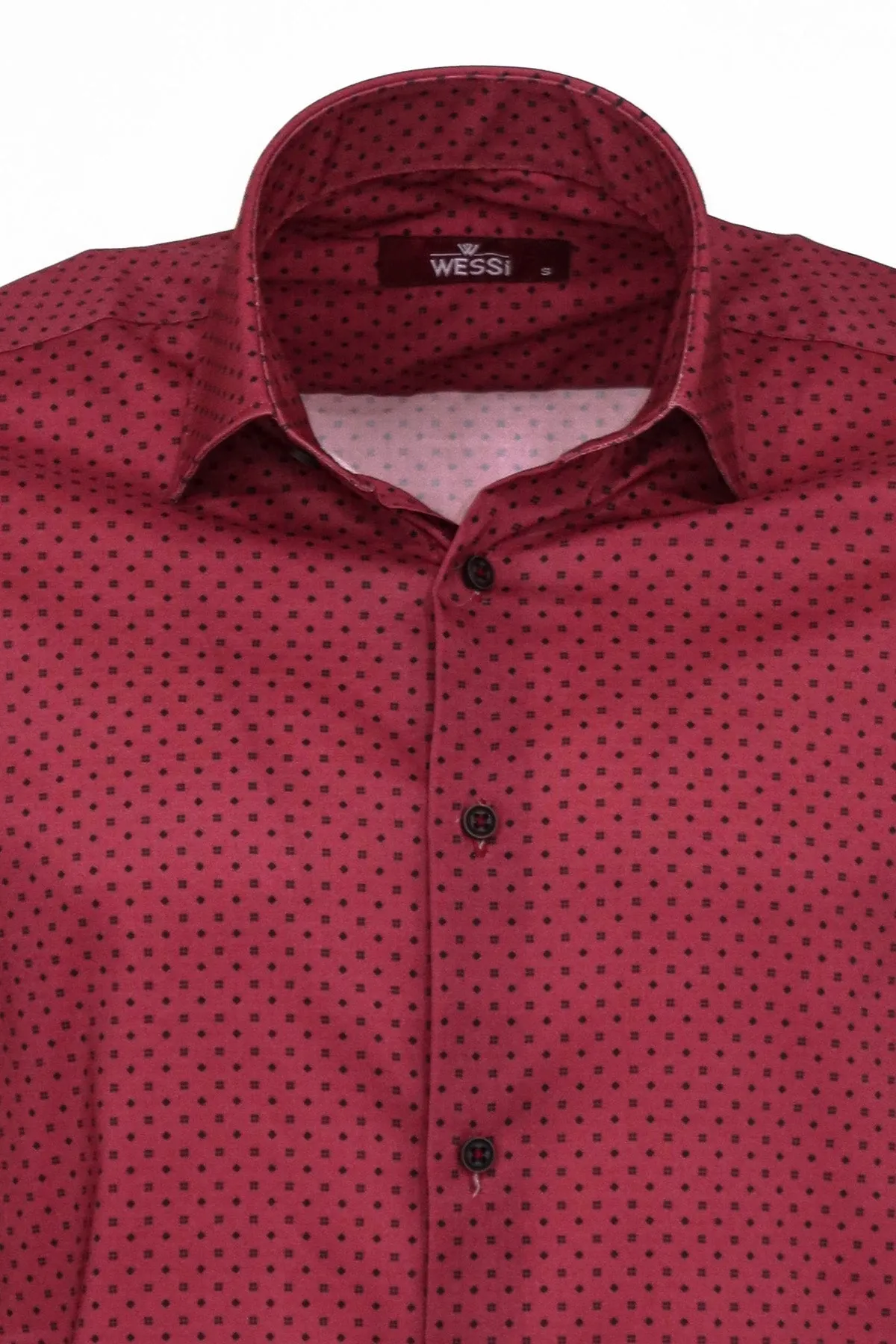 WSS Patterned Slim Fit Burgundy Men Shirt  - Singen