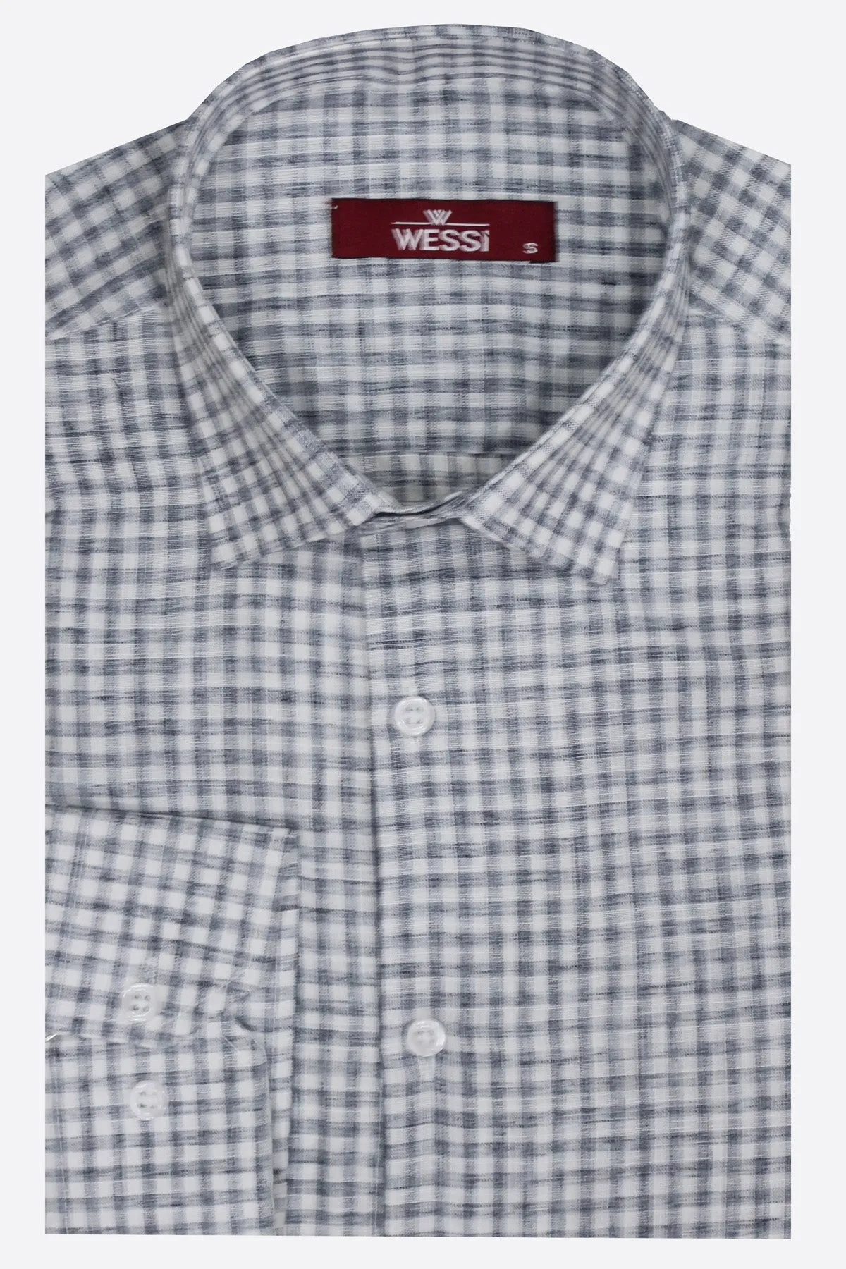 WSS Plaid Slim Fit Black Men Shirt  - Singen