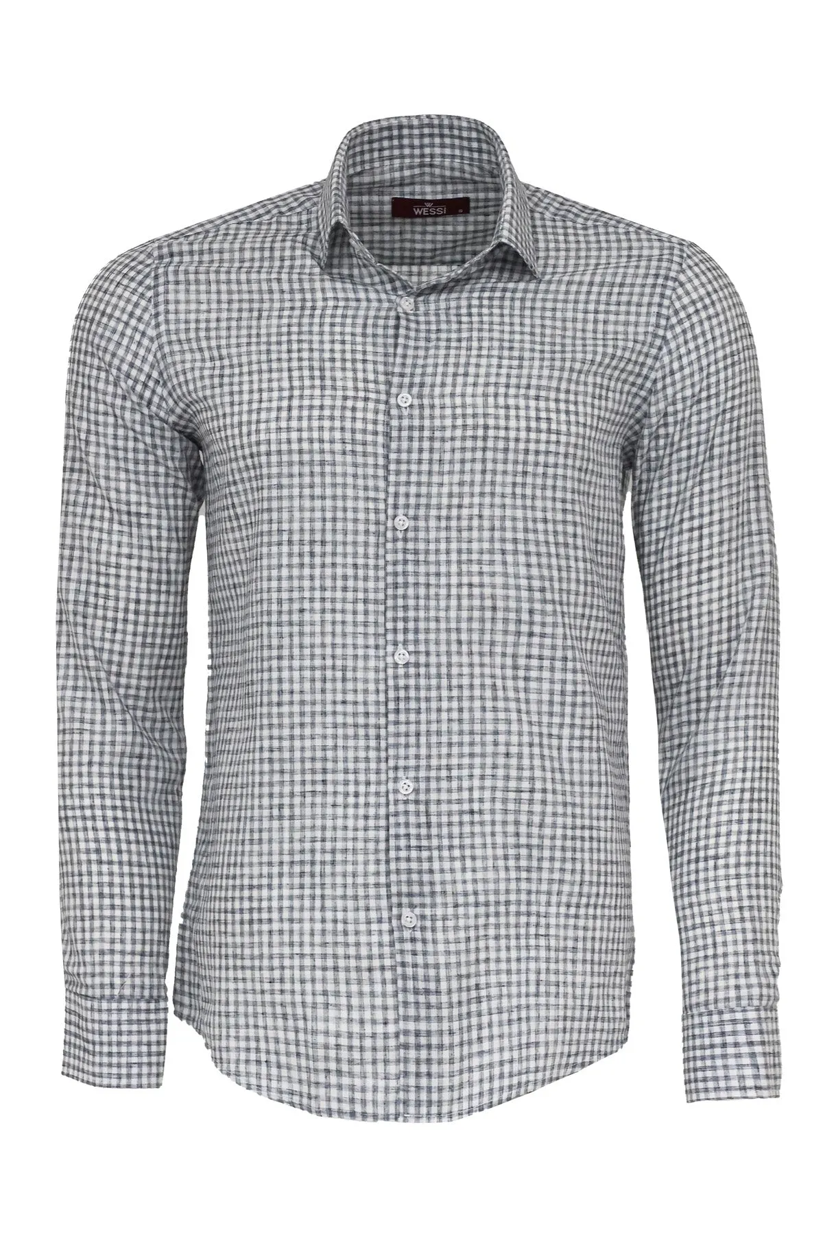 WSS Plaid Slim Fit Black Men Shirt  - Singen