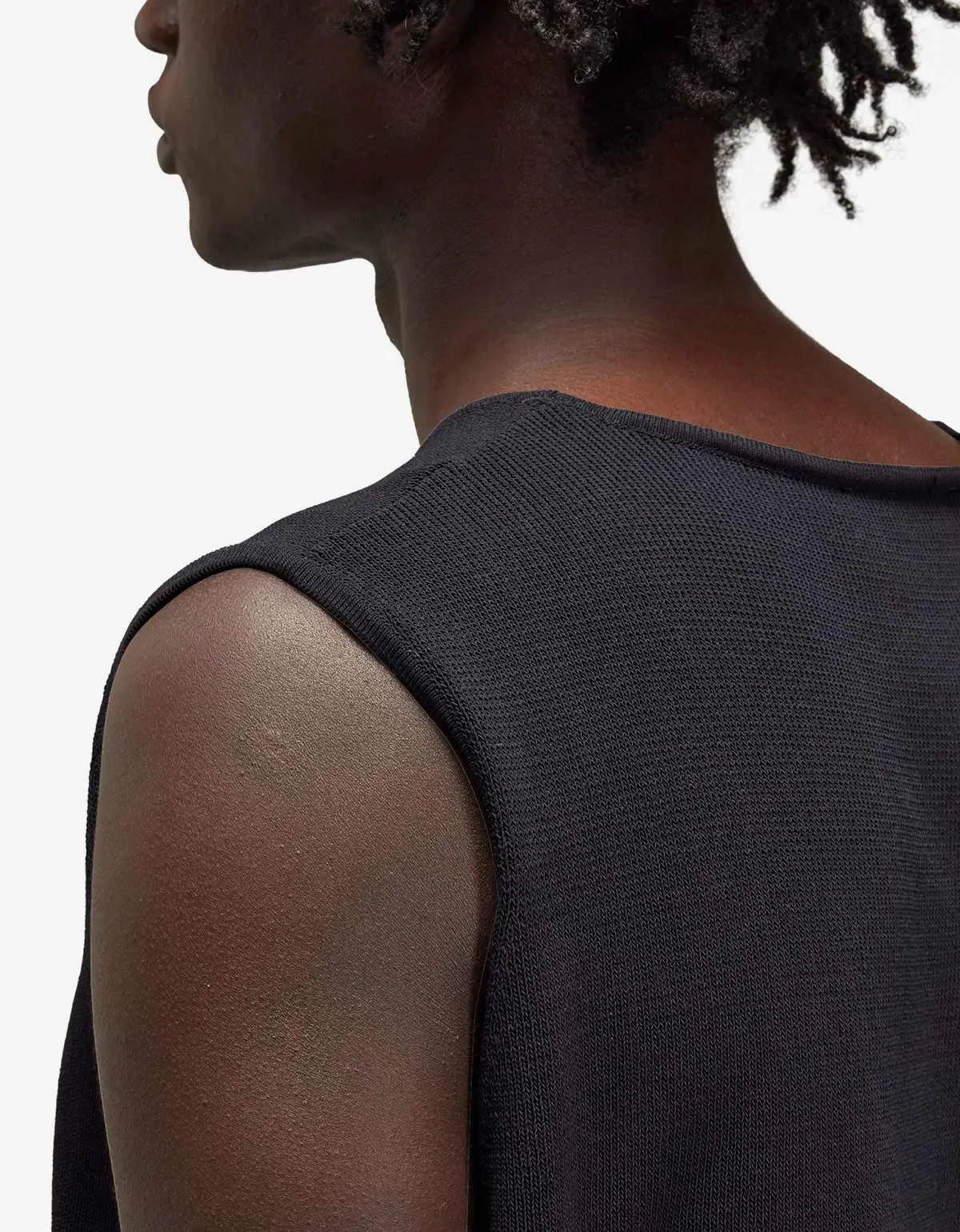 Y-3 Black Frayed Logo Knit Vest