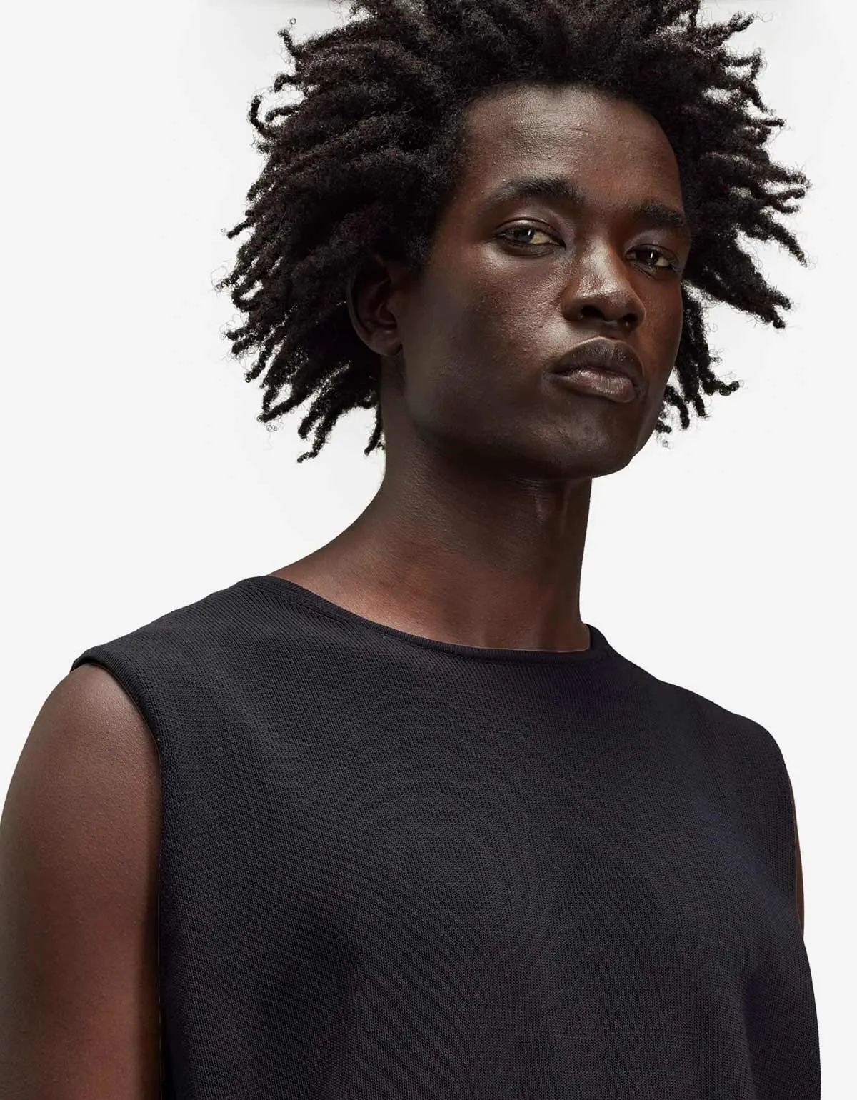 Y-3 Black Frayed Logo Knit Vest